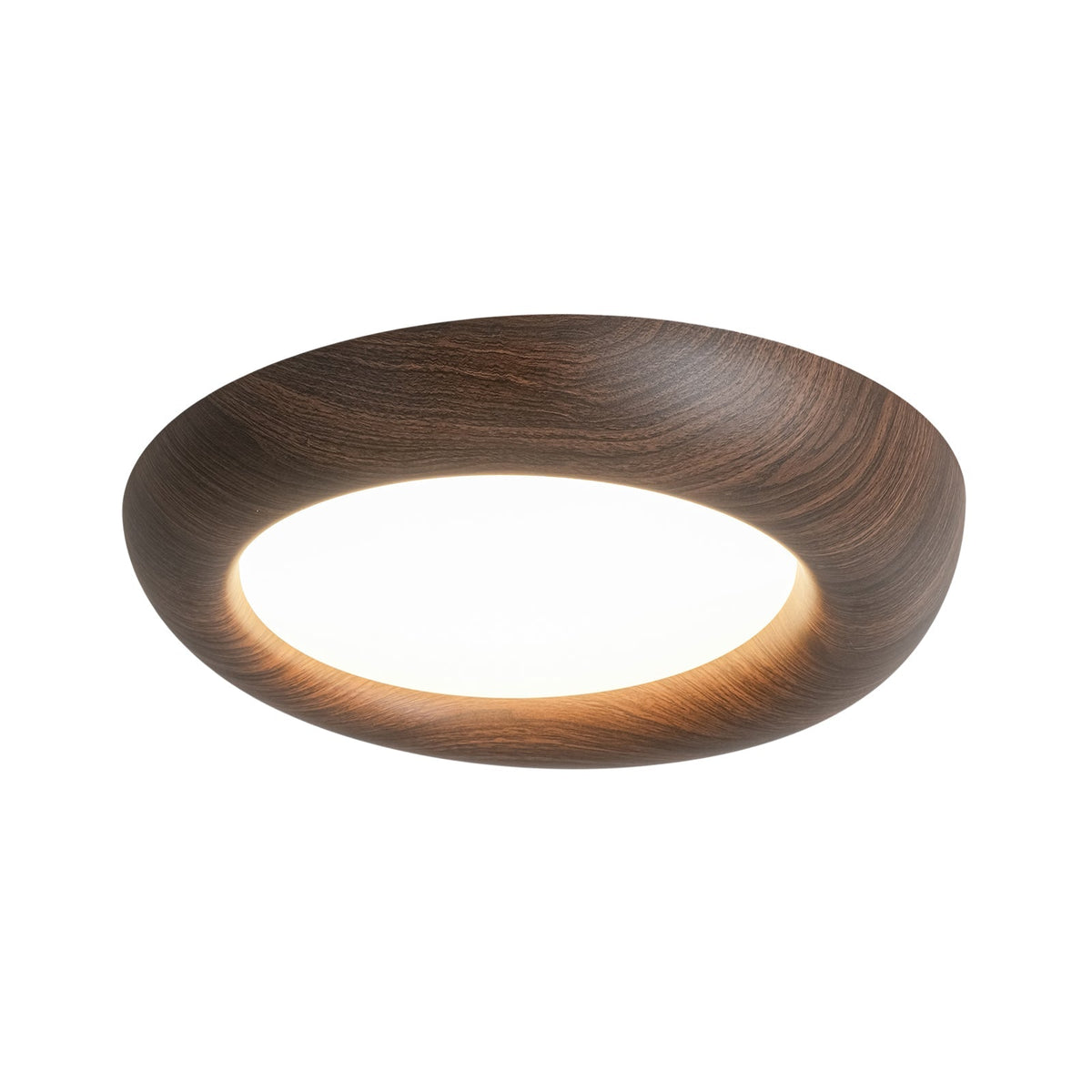 Crater Rustic Wood Grain Dimmable LED Flush Mount Light