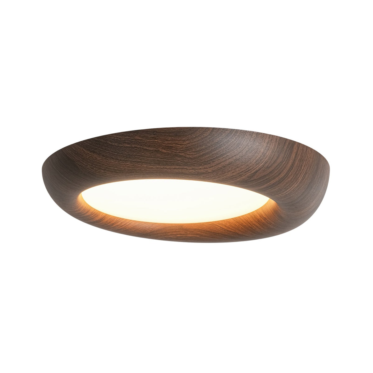 Crater Rustic Wood Grain Dimmable LED Flush Mount Light