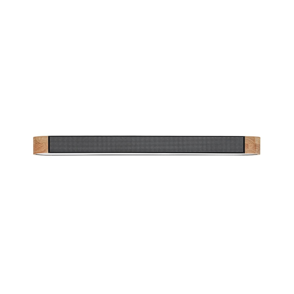 Farmhouse Black Mesh Wood Dimmable LED Oval Ceiling Light