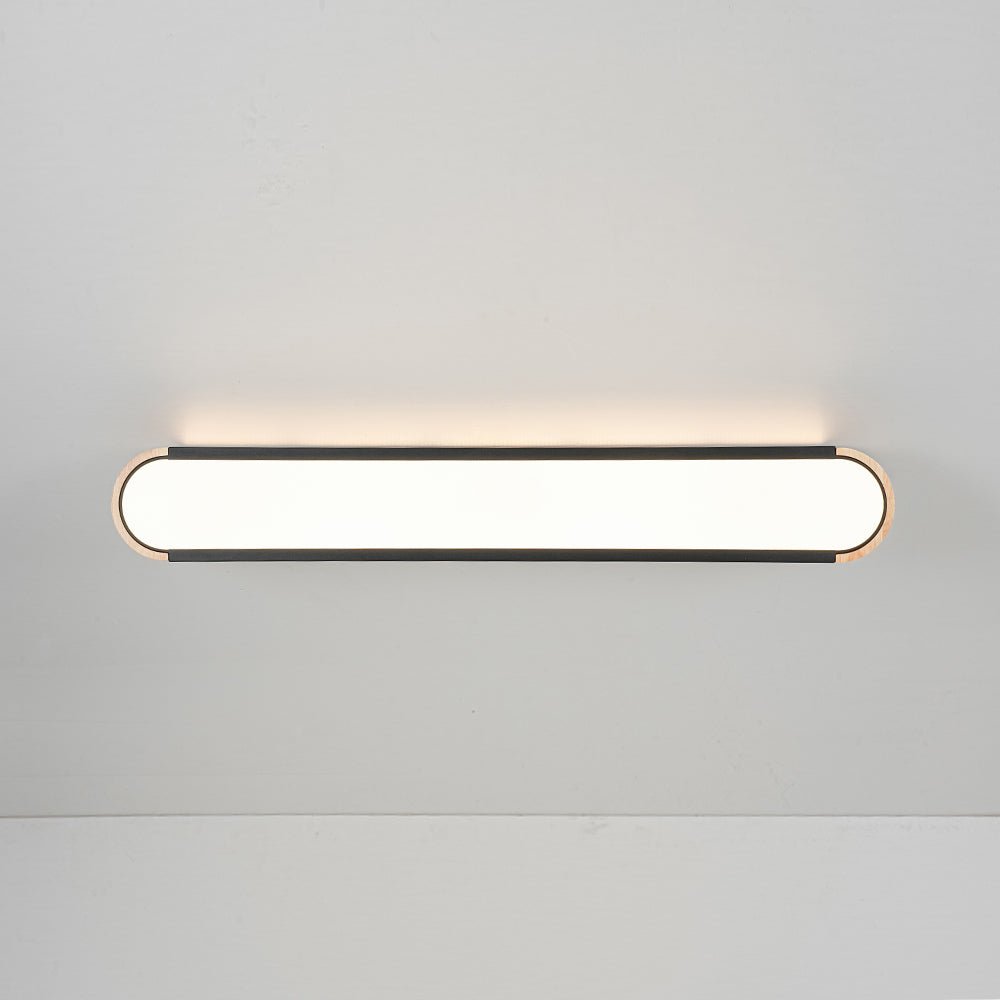 Farmhouse Black Mesh Wood Dimmable LED Oval Ceiling Light