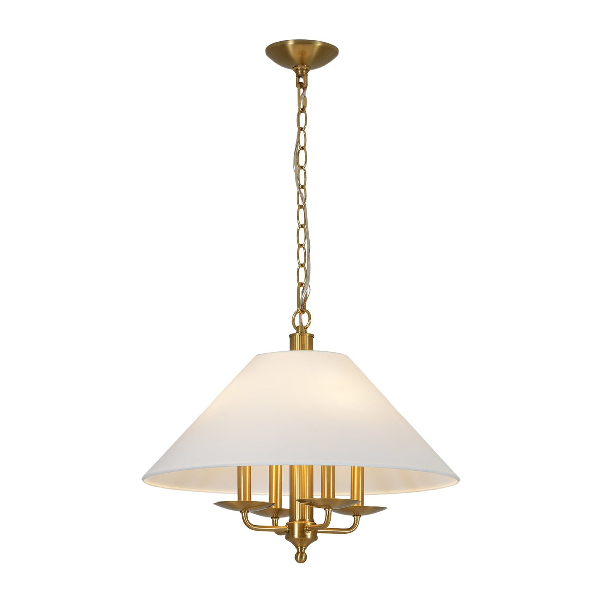 French 4-Light Candle Style Fabric Conical Cage Pendant