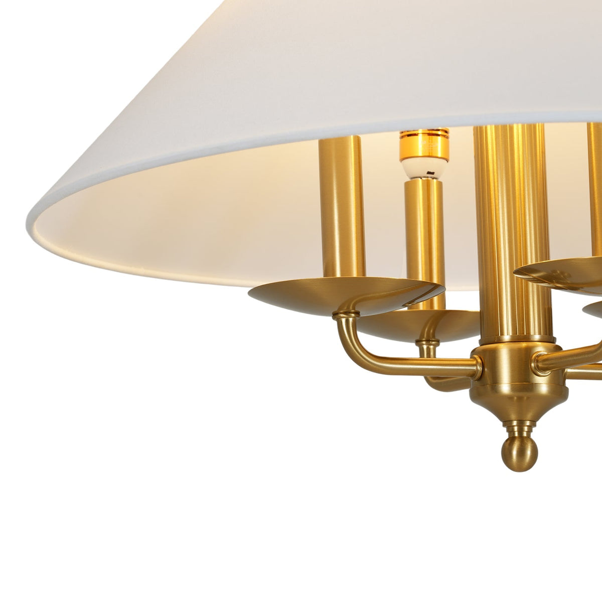 French 4-Light Candle Style Fabric Conical Cage Pendant