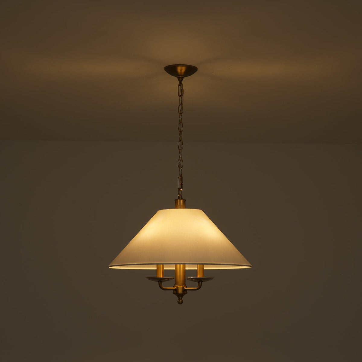 French 4-Light Candle Style Fabric Conical Cage Pendant