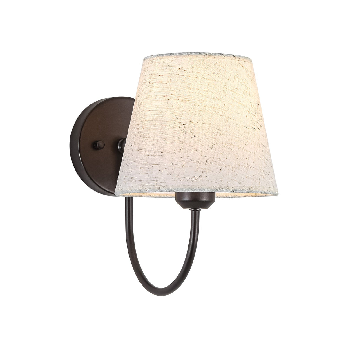 French Country 1-Light Beige Fabric Cone Armed Wall Sconce
