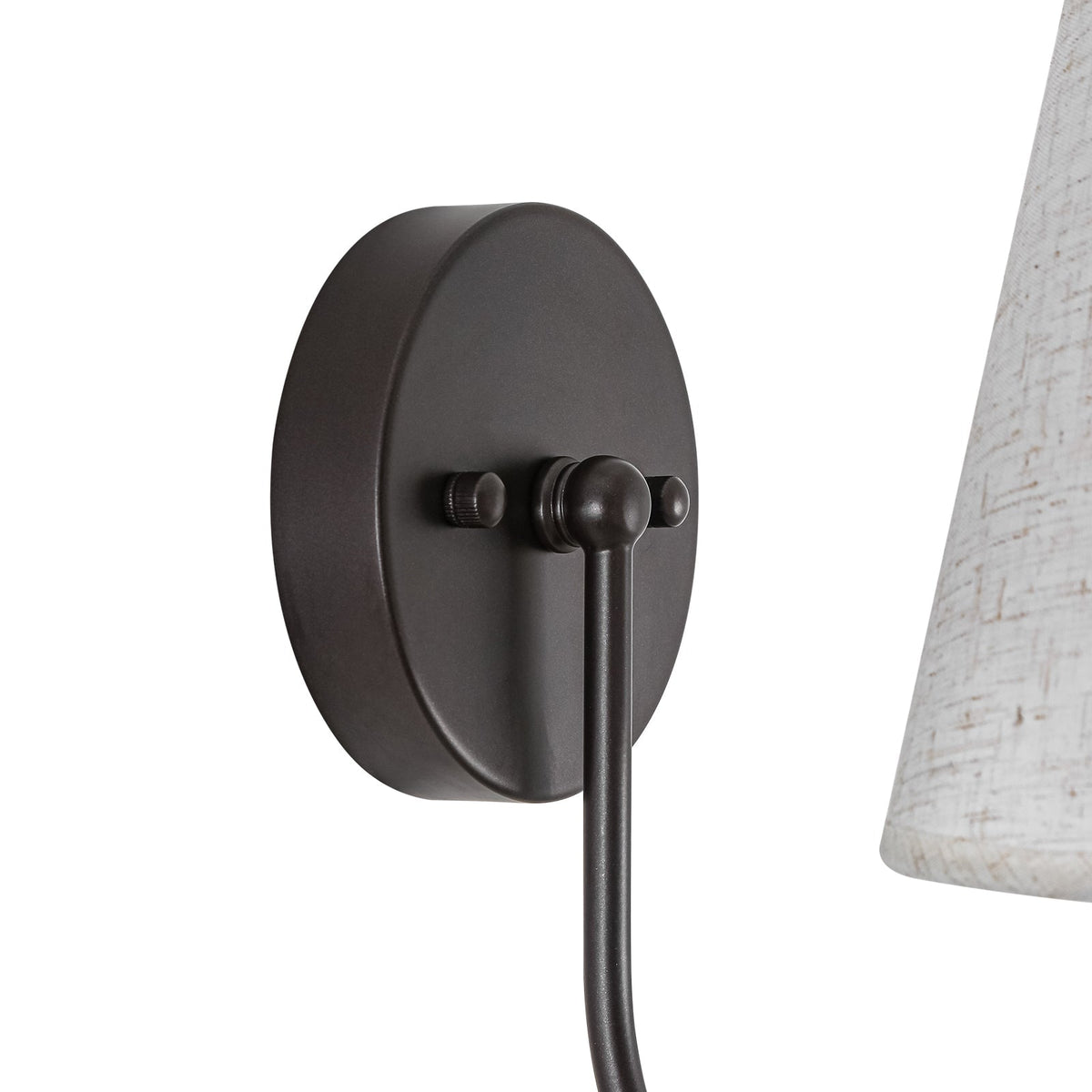 French Country 1-Light Beige Fabric Cone Armed Wall Sconce