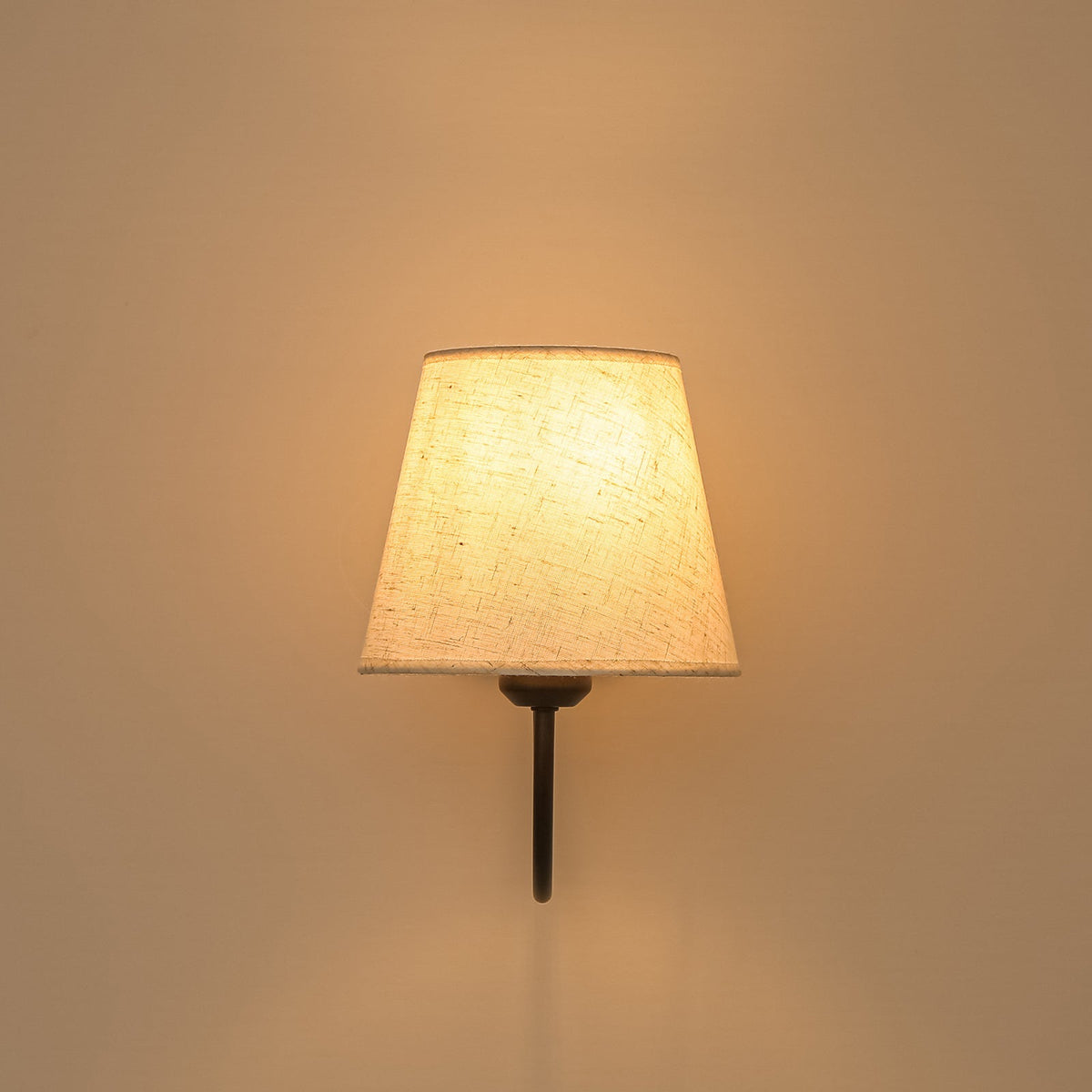 French Country 1-Light Beige Fabric Cone Armed Wall Sconce
