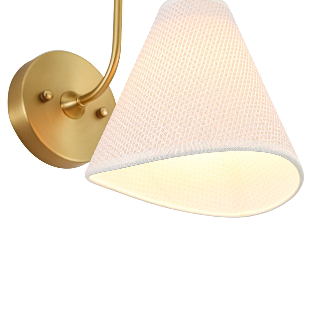 French Country 1-Light Beige Woven Fabric Cone Wall Sconce