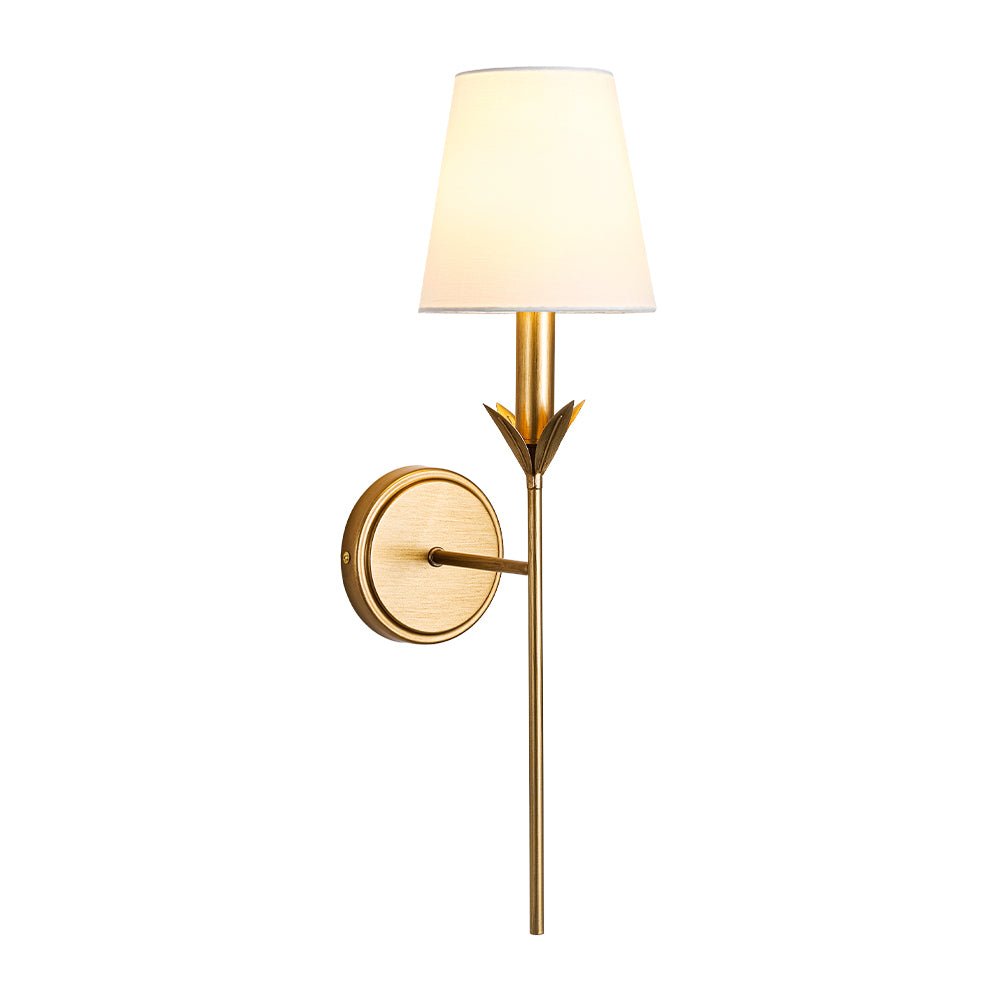 French Country 1-Light Fabric Conical Vanity Wall Sconce