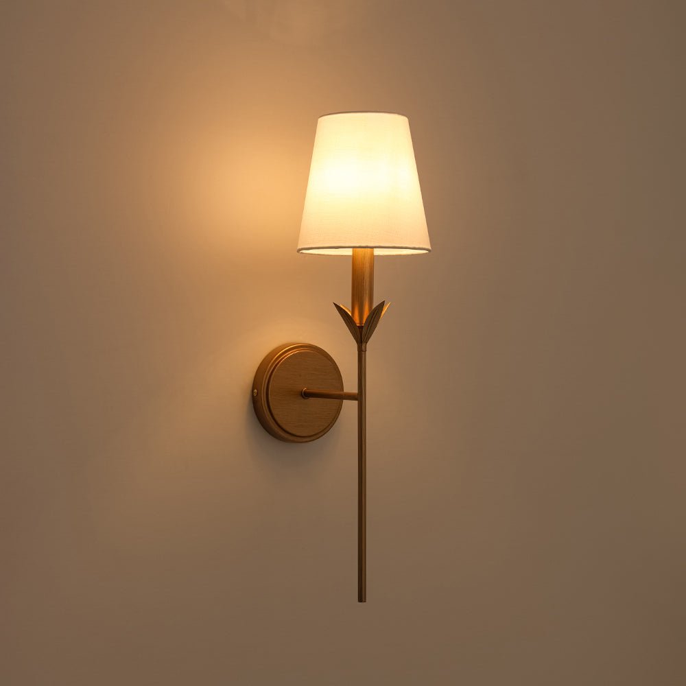 French Country 1-Light Fabric Conical Vanity Wall Sconce