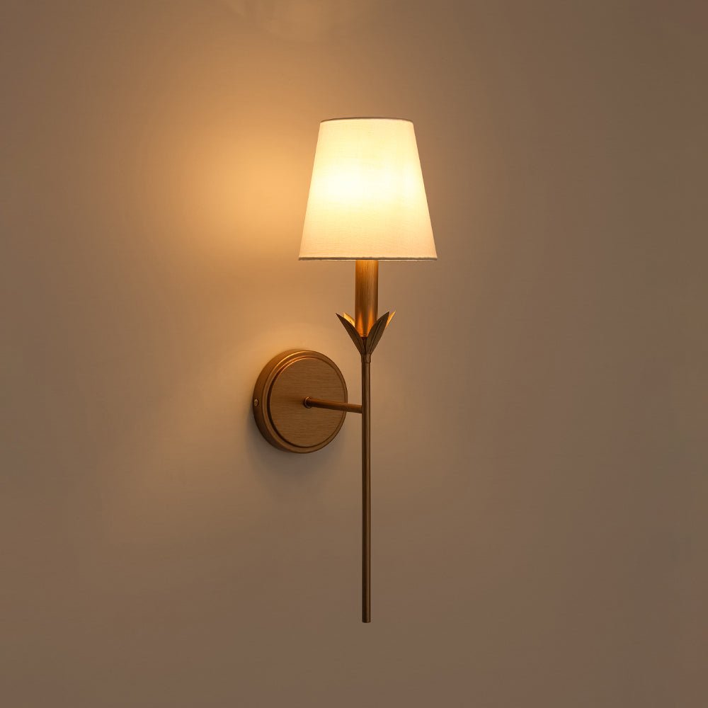 French Country 1-Light Fabric Conical Vanity Wall Sconce
