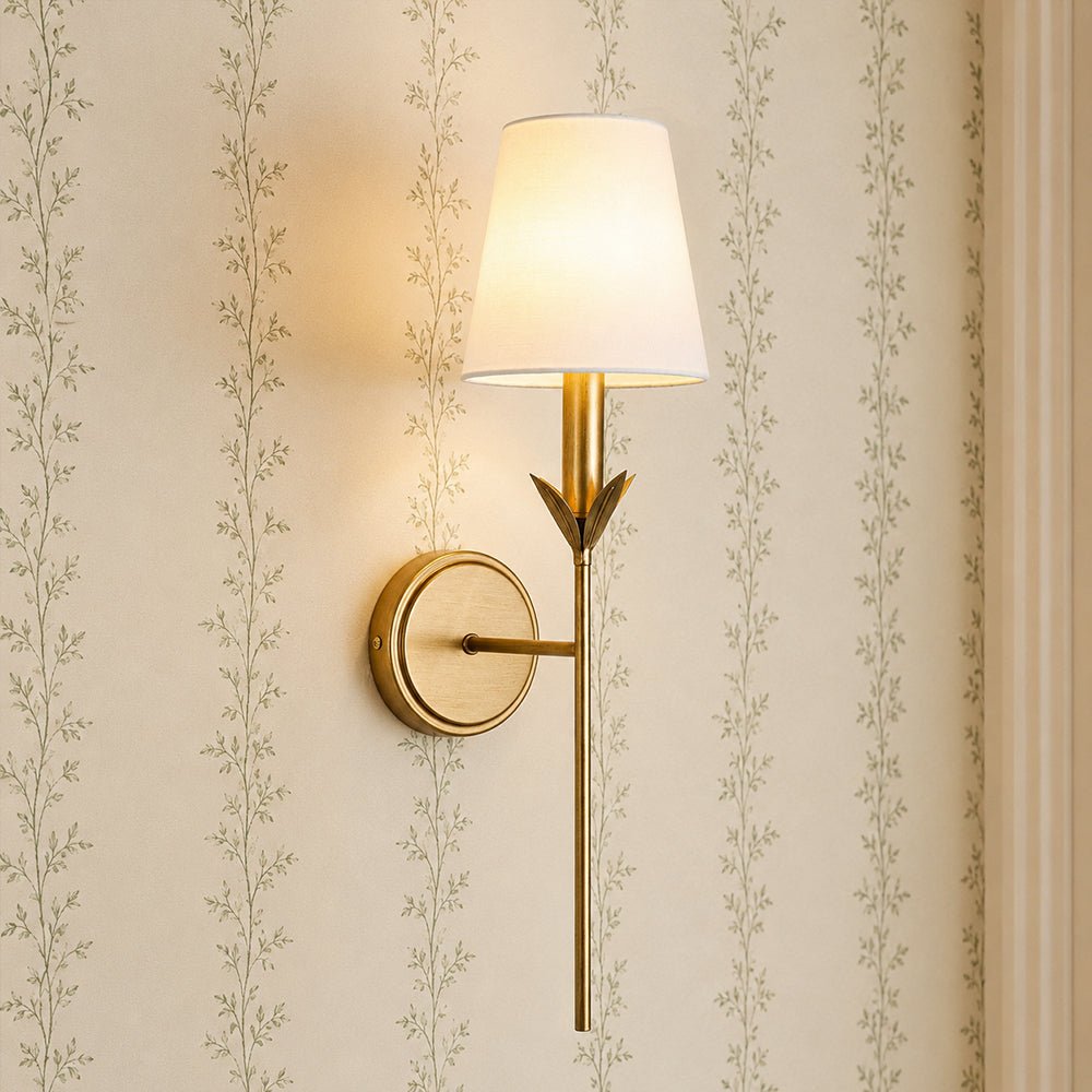 French Country 1-Light Fabric Conical Vanity Wall Sconce