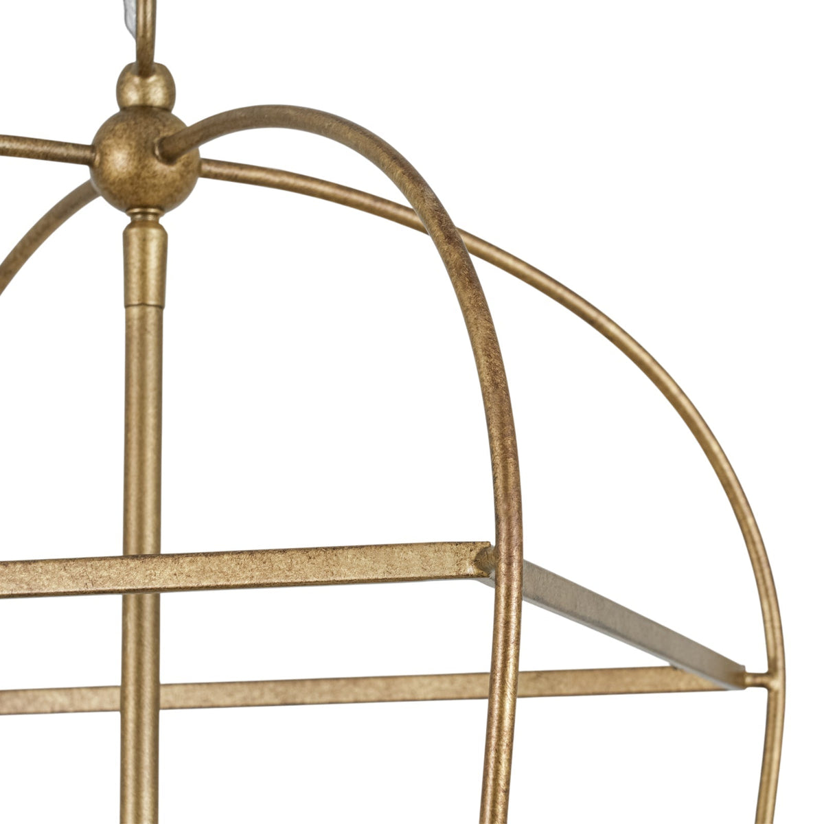 French Distressed Gold Candle Arch Square Lantern Chandelier