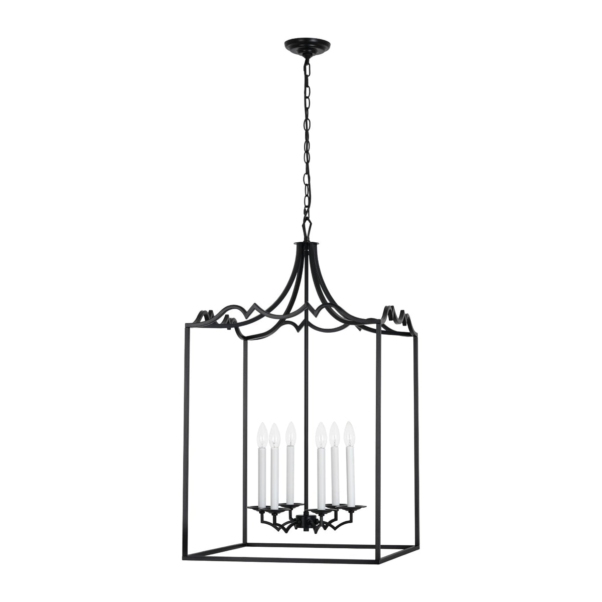 21.7“ French Manor Black Candle Square Lantern Entry Chandelier