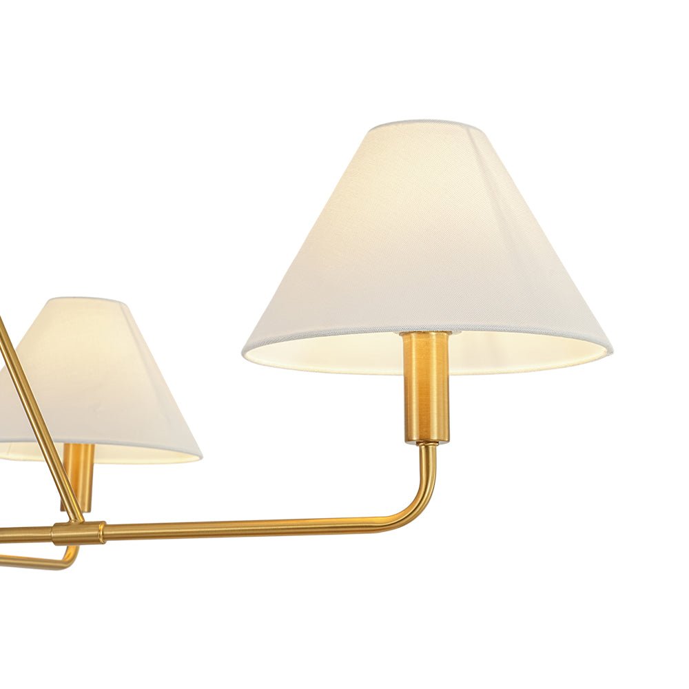 French Luxe Brass 4-Light White Linen Shade Candle Chandelier