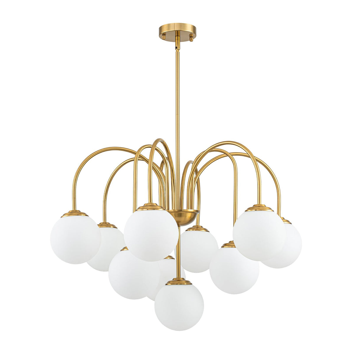 Funky 10-Light Tiered Round Opal Glass Globe Bubble Chandelier
