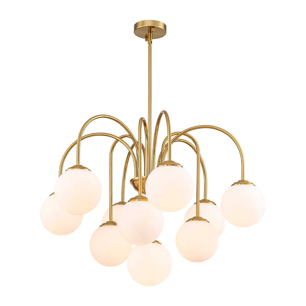 Funky 10-Light Tiered Round Opal Glass Globe Bubble Chandelier