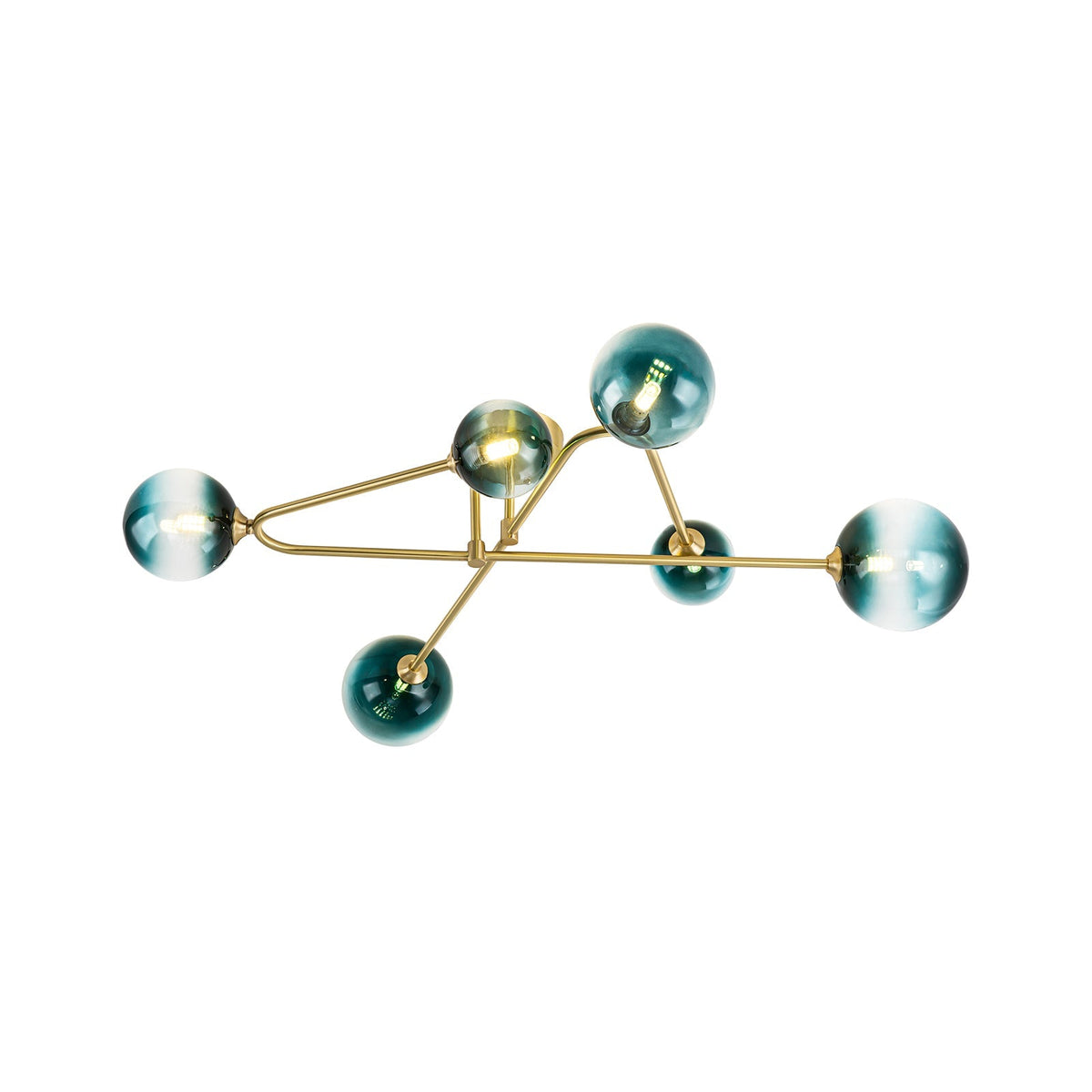 Funky Blue Glass Bubble Linear Sputnik Semi Flush Mount