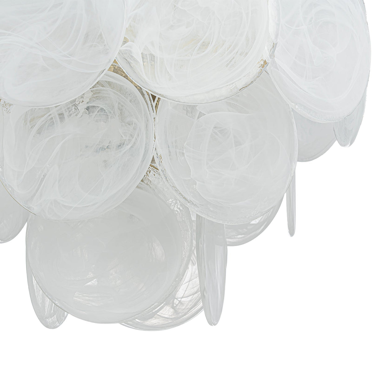 Glam Brass Opal Swirl Glass Round Tiered Chandelier