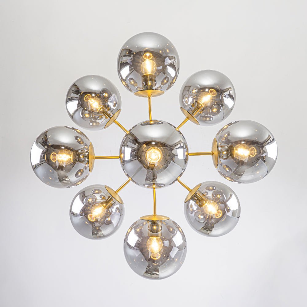 Glam Dark Pearl Smoked Glass Globe Bubble Sputnik Chandelier
