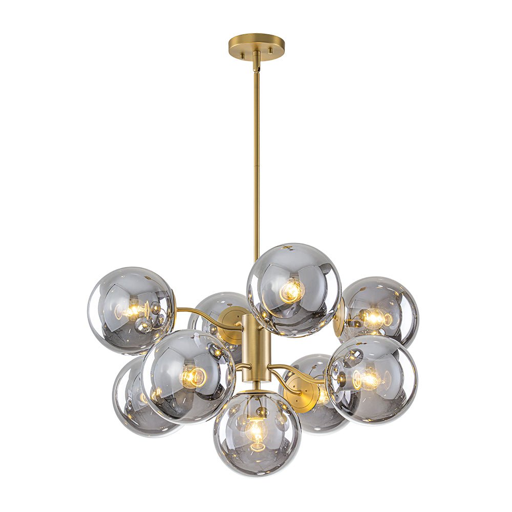 Glam Dark Pearl Smoked Glass Globe Bubble Sputnik Chandelier