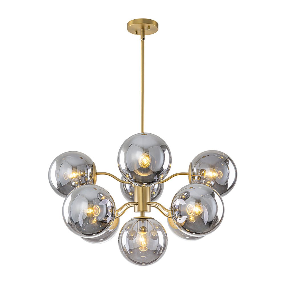 Glam Dark Pearl Smoked Glass Globe Bubble Sputnik Chandelier