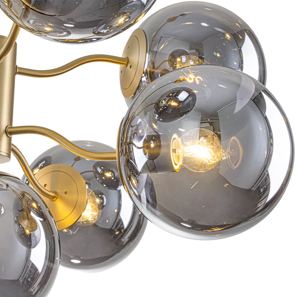 Glam Dark Pearl Smoked Glass Globe Bubble Sputnik Chandelier