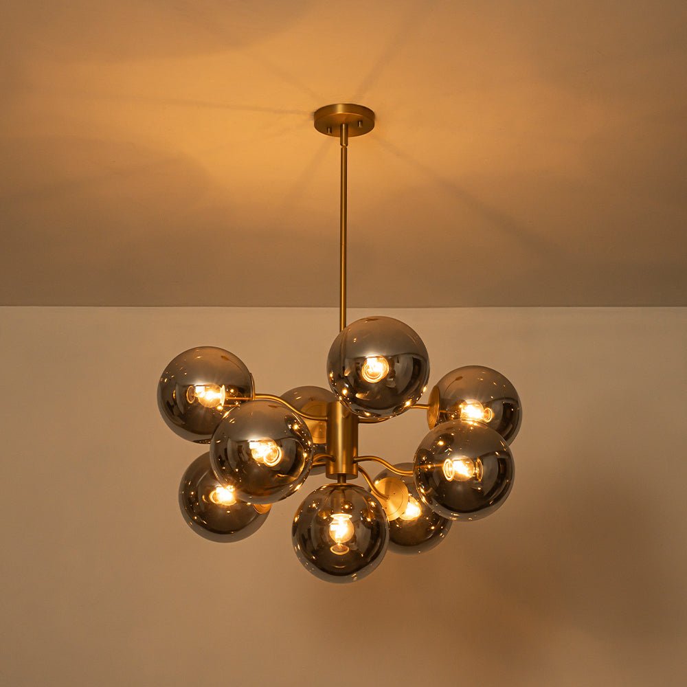 Glam Dark Pearl Smoked Glass Globe Bubble Sputnik Chandelier