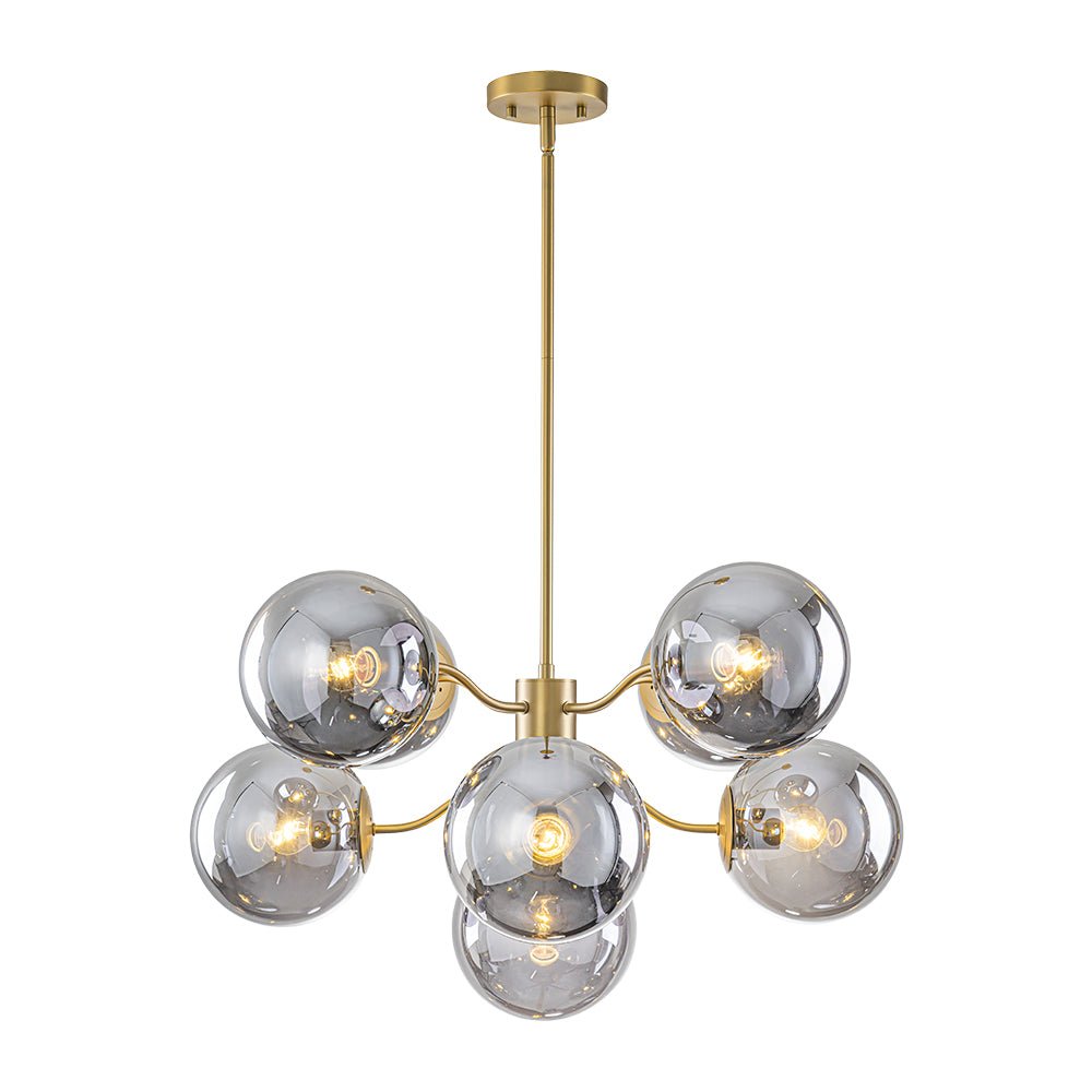 Glam Dark Pearl Smoked Glass Globe Bubble Sputnik Chandelier