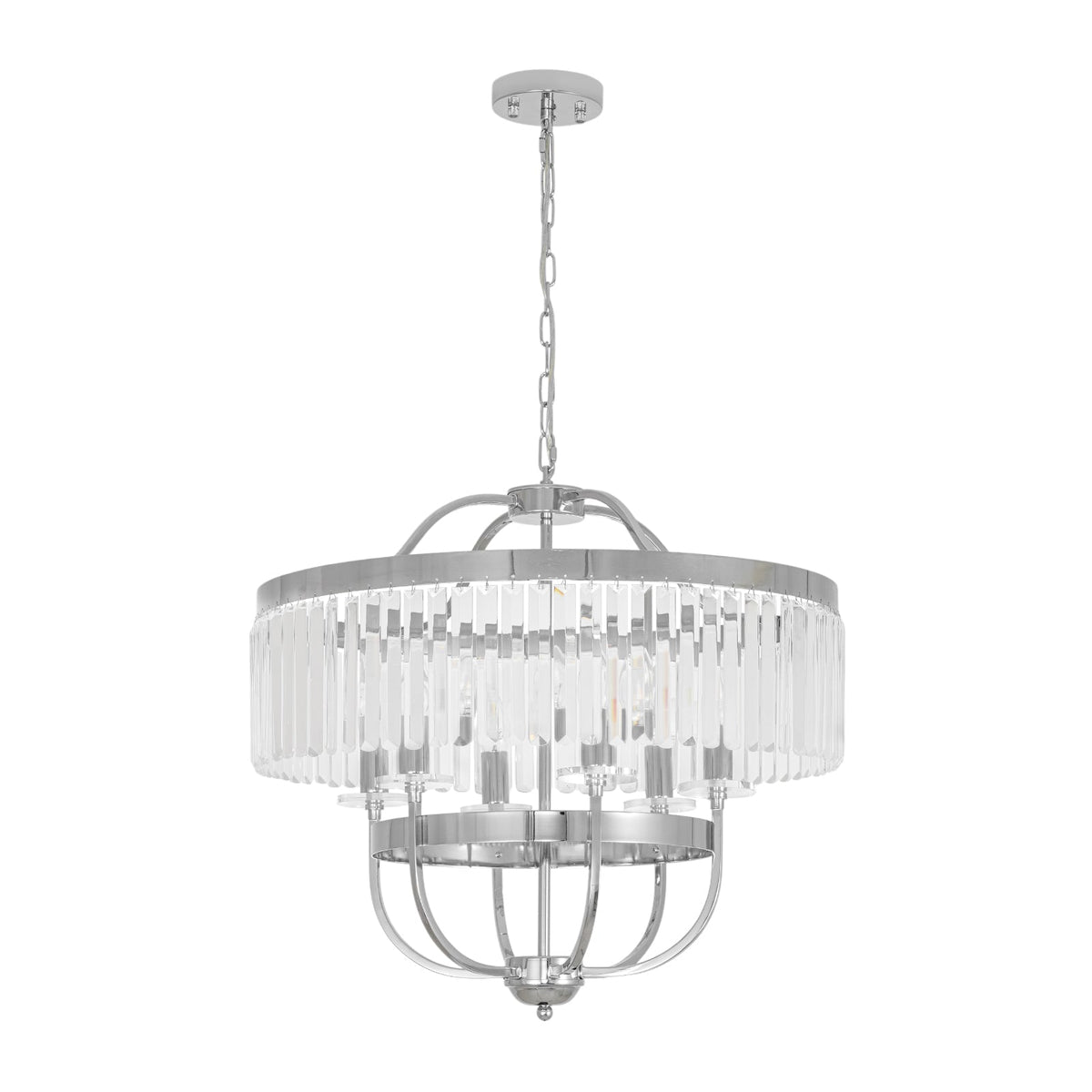 Glam Luxury 6-Light Faceted Crystal Round Cage Chandelier