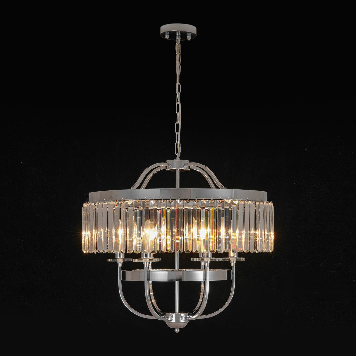 Glam Luxury 6-Light Faceted Crystal Round Cage Chandelier
