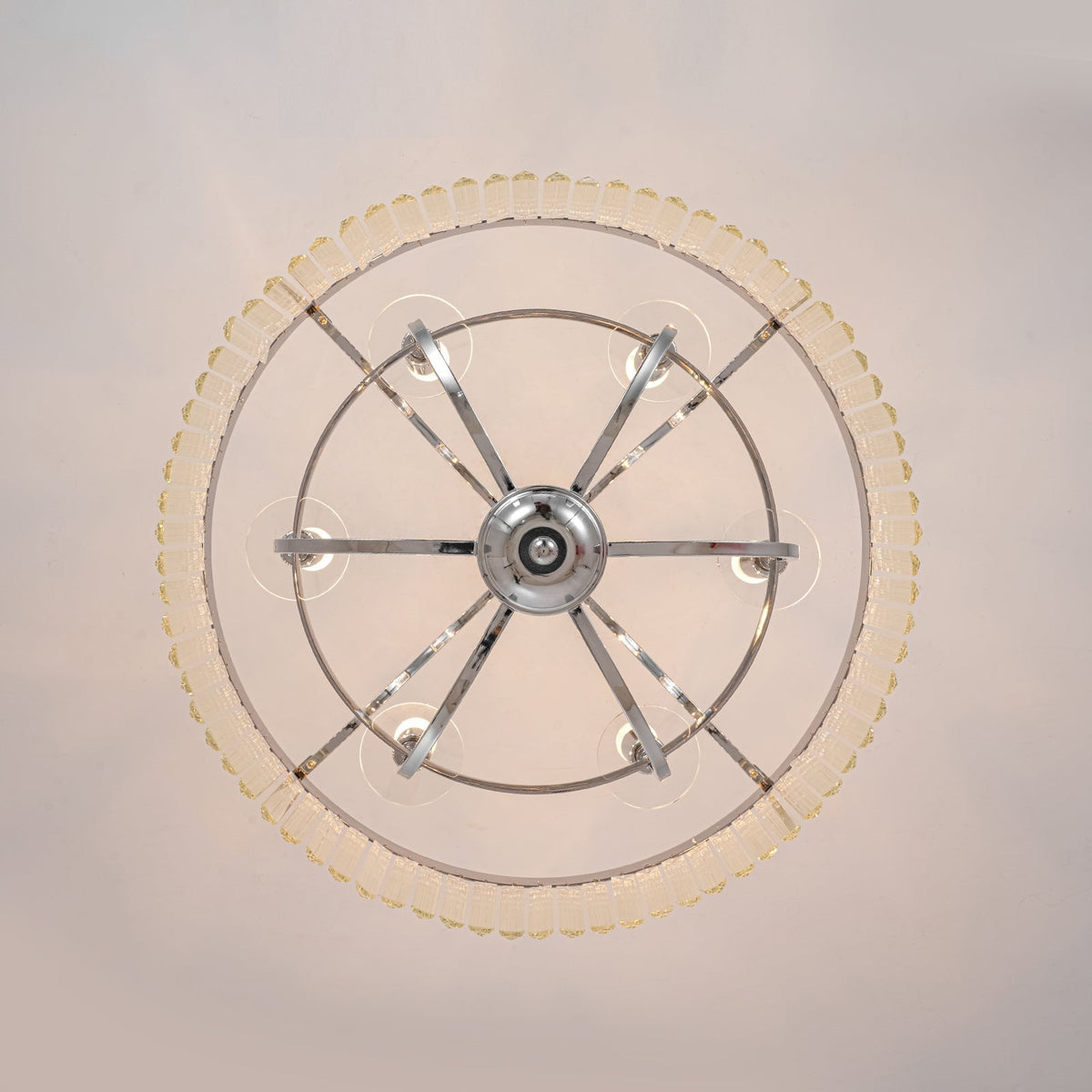 Glam Luxury 6-Light Faceted Crystal Round Cage Chandelier