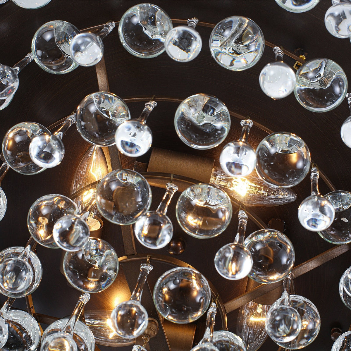 Glam Tiered Cascaded Crystal Raindrop Round Semi Flush Mount