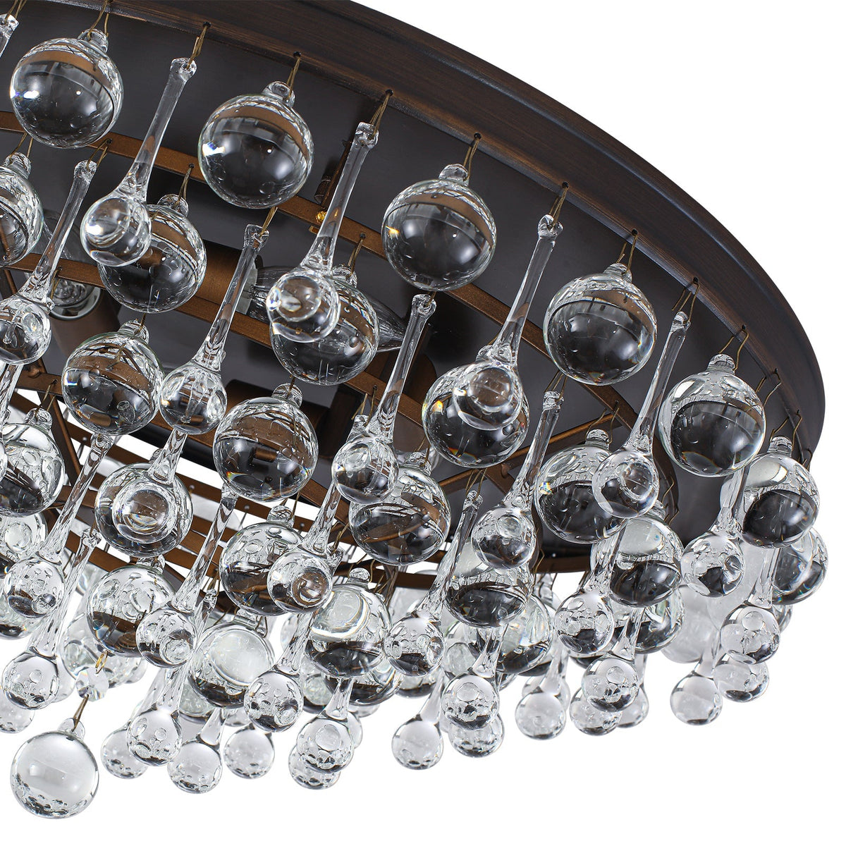Glam Tiered Cascaded Crystal Raindrop Round Semi Flush Mount