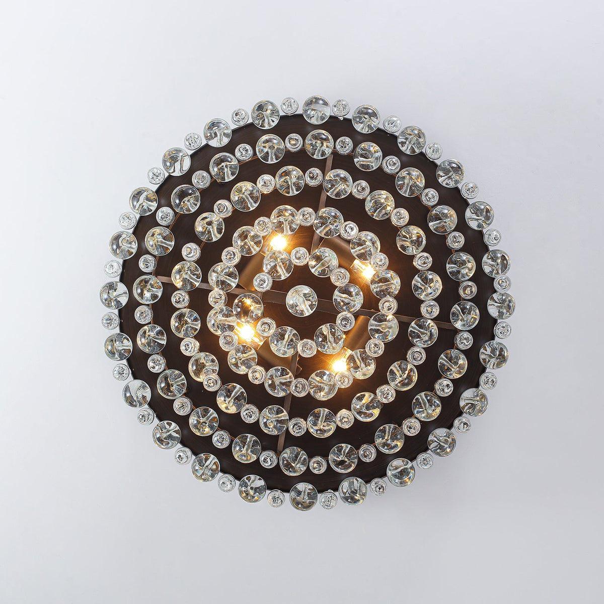 Glam Tiered Cascaded Crystal Raindrop Round Semi Flush Mount