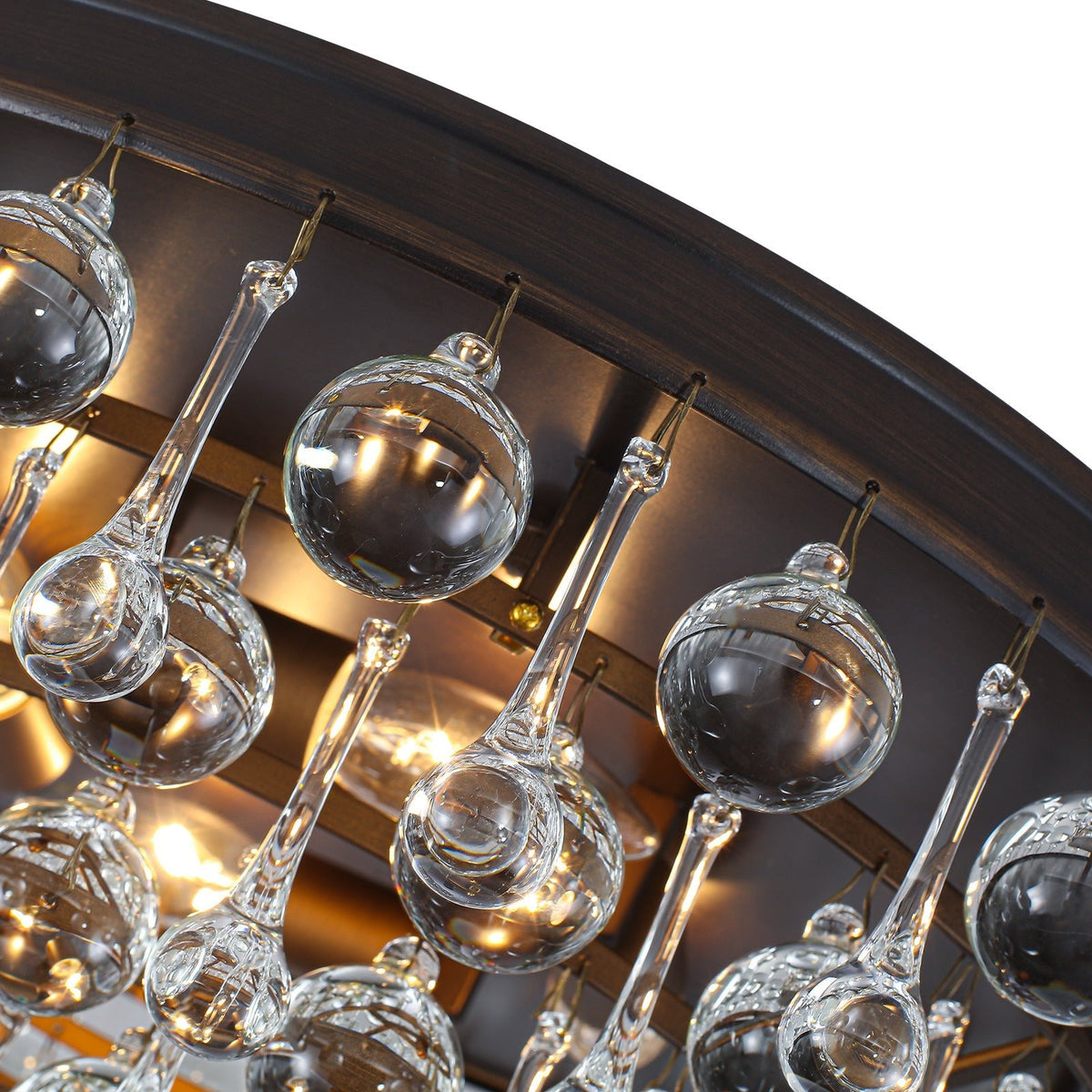 Glam Tiered Cascaded Crystal Raindrop Round Semi Flush Mount