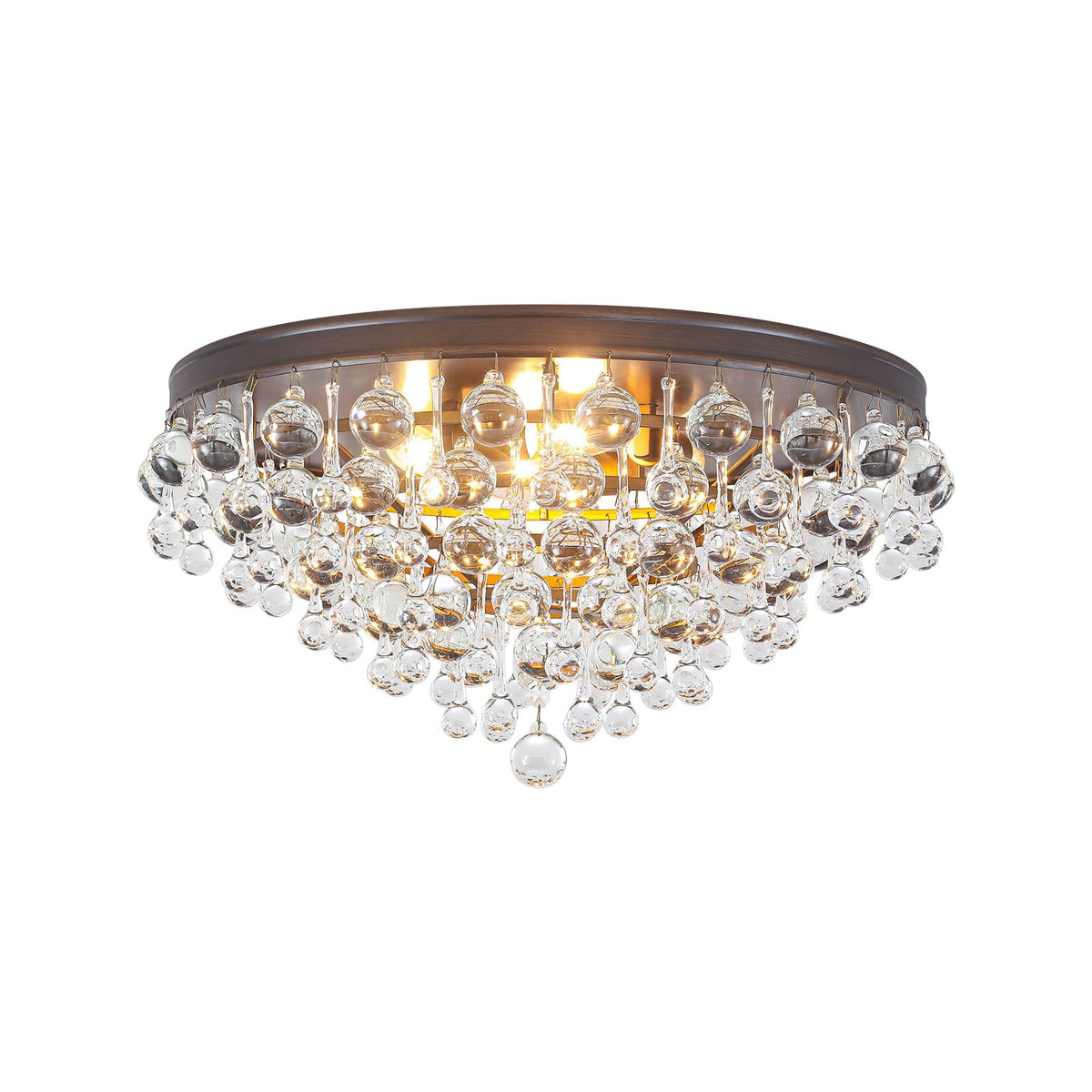 Glam Tiered Cascaded Crystal Raindrop Round Semi Flush Mount