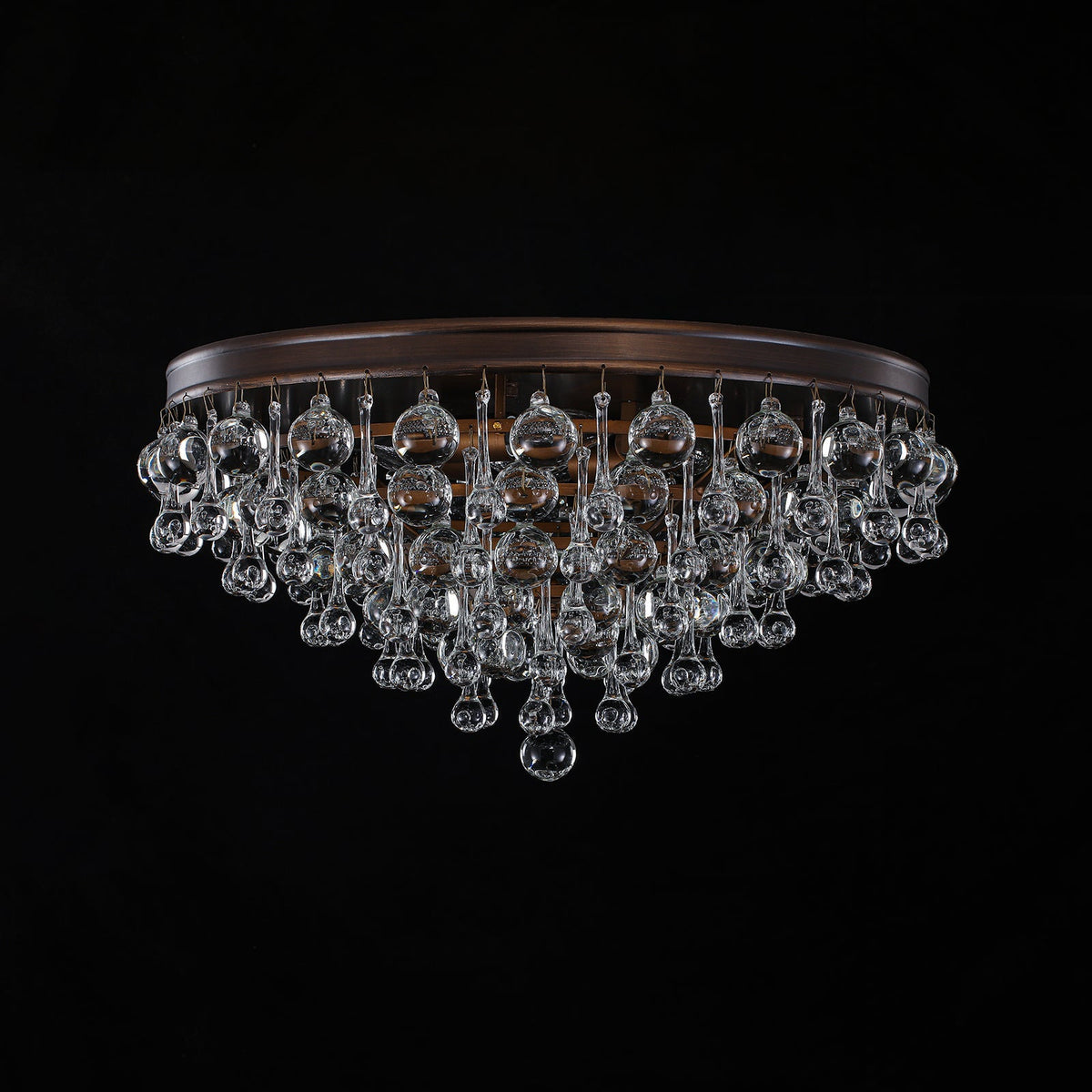 Glam Tiered Cascaded Crystal Raindrop Round Semi Flush Mount