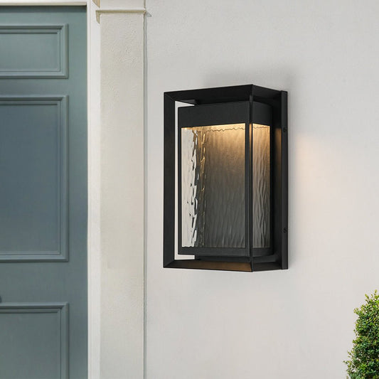 IP23 Rippled Glass Rectangle Dimmable LED Outdoor Wall Lantern