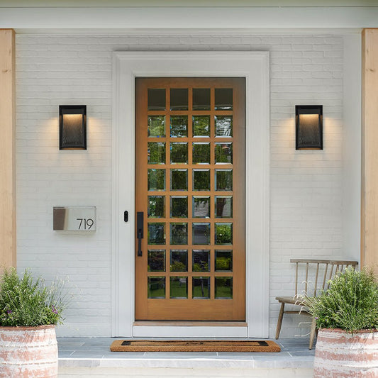 IP23 Rippled Glass Rectangle Dimmable LED Outdoor Wall Lantern
