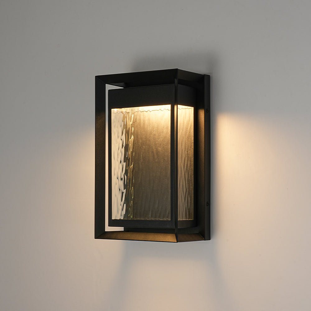 IP23 Rippled Glass Rectangle Dimmable LED Outdoor Wall Lantern