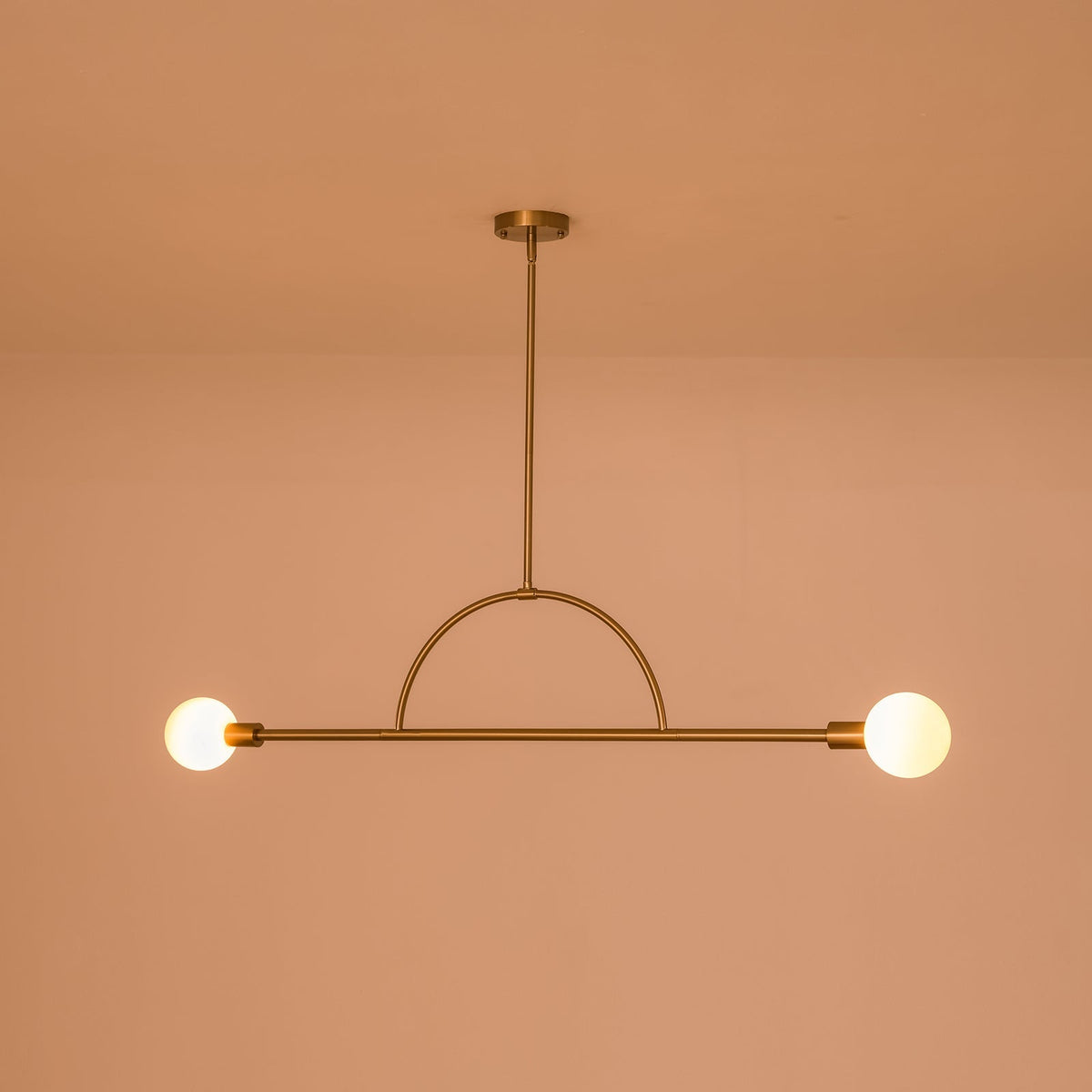 Minimalist 2-Light Opal Glass Globe Linear Arc Island Pendant