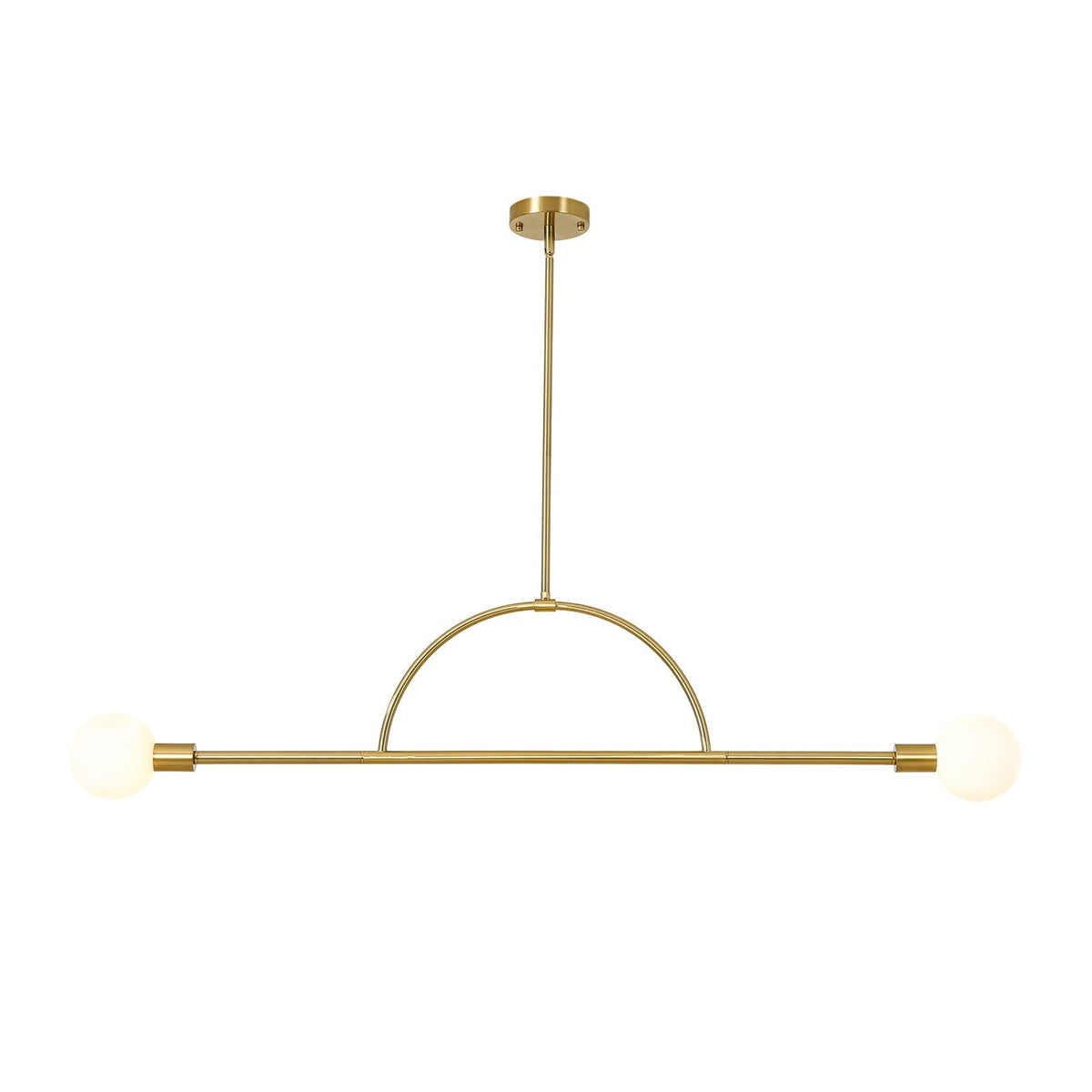 Minimalist 2-Light Opal Glass Globe Linear Arc Island Pendant