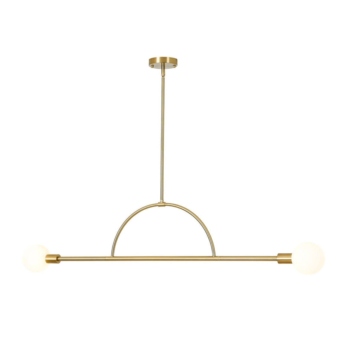 Minimalist 2-Light Opal Glass Globe Linear Arc Island Pendant
