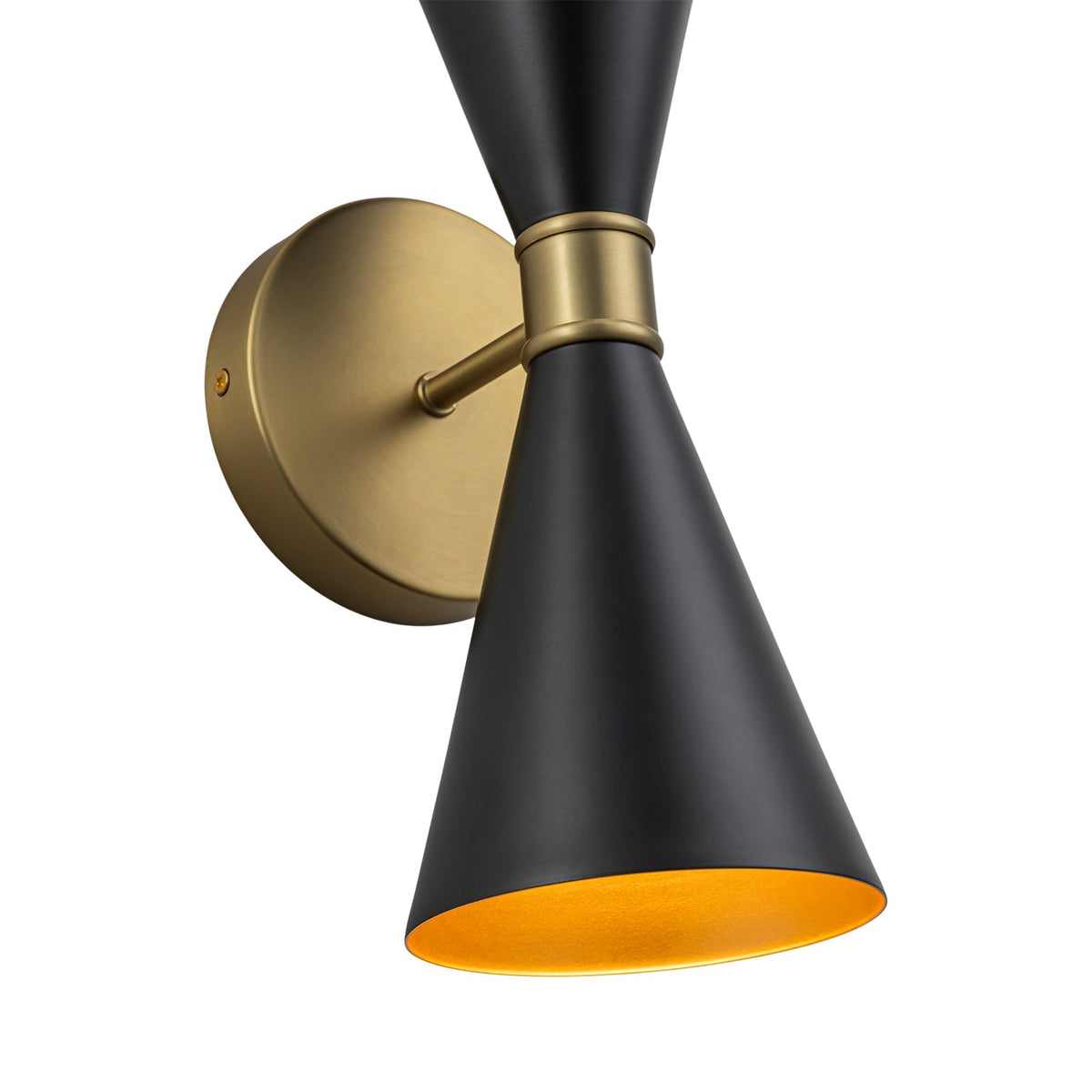 Modern 2-Light Black Brass Metal Hourglass Vanity Wall Sconce