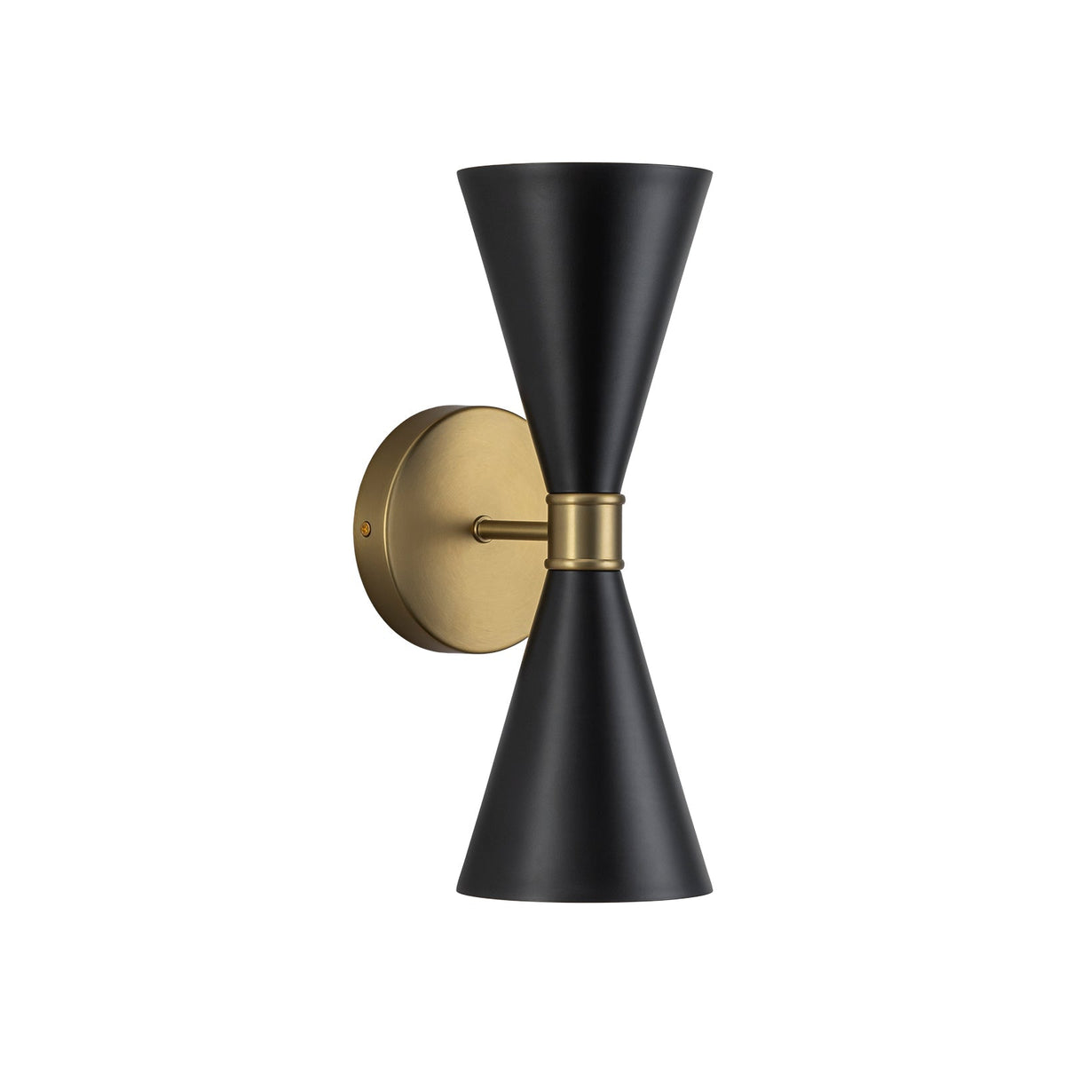 Modern 2-Light Black Brass Metal Hourglass Vanity Wall Sconce