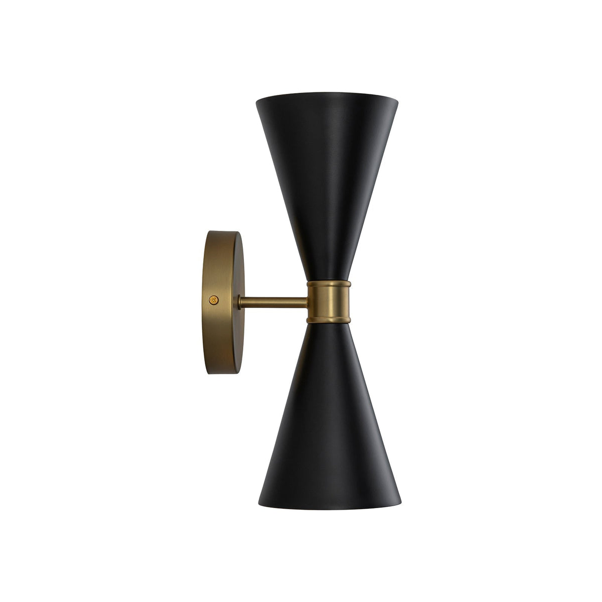 Modern 2-Light Black Brass Metal Hourglass Vanity Wall Sconce