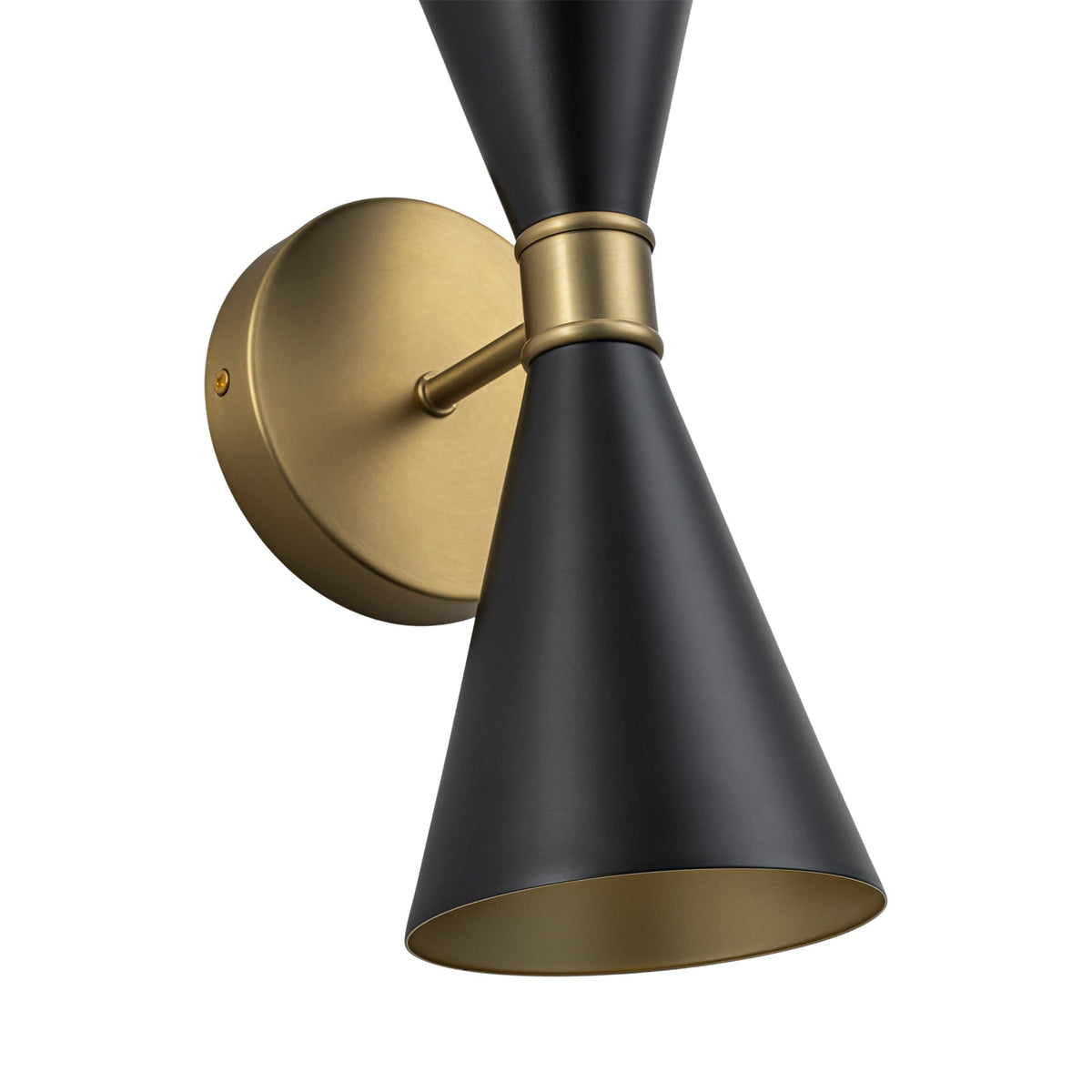 Modern 2-Light Black Brass Metal Hourglass Vanity Wall Sconce