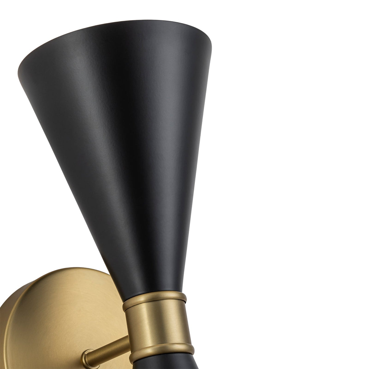 Modern 2-Light Black Brass Metal Hourglass Vanity Wall Sconce