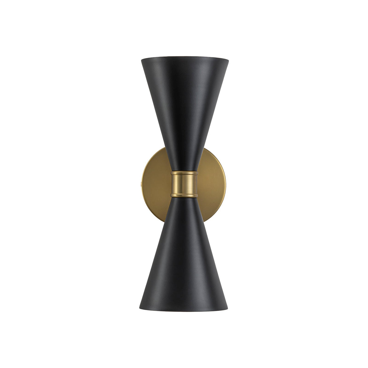 Modern 2-Light Black Brass Metal Hourglass Vanity Wall Sconce