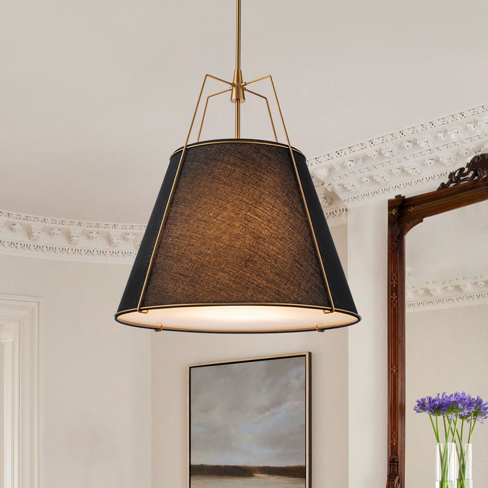 (OpenBox) Modern Fabric Conical Drum Cage Pendant Light